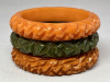 B267 chunky tire track carved bakelite bangles